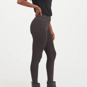 SPANX Jeanish Ankle Leggings Houndstooth Grey Black Pull On Style Size M Women’s